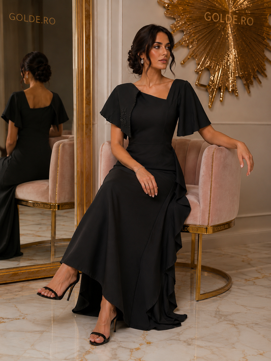 Rochie Lungă Elegantă Neagră Noir Éclipse