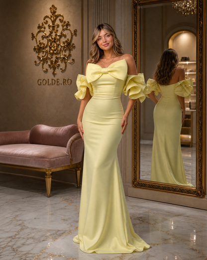 Rochie sirena galbena GOLDE - vedere din fata