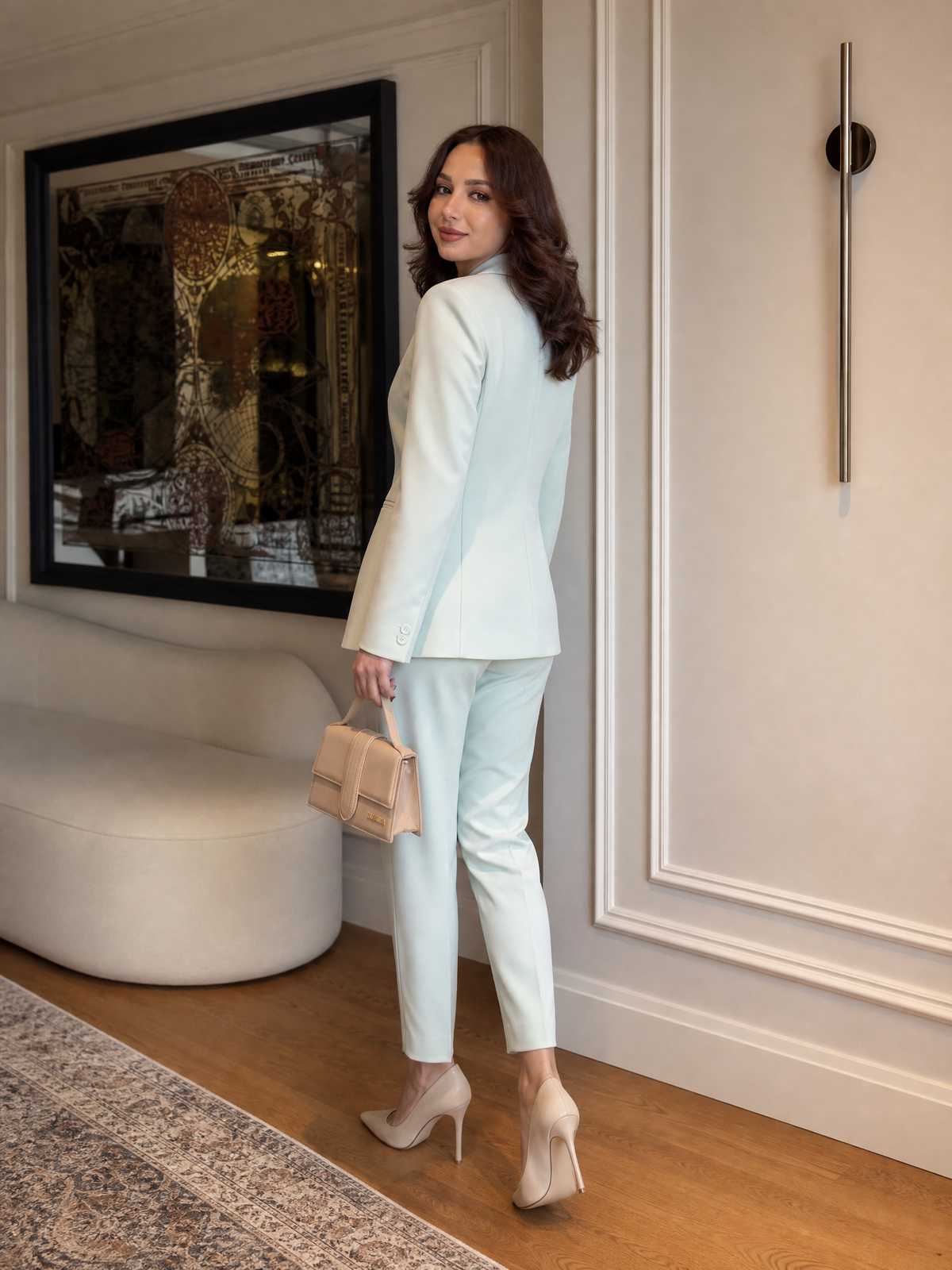 Set Sacou si Pantaloni Tailored Mint - spate