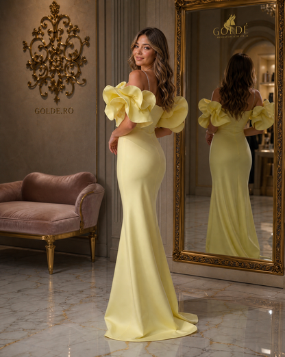 Rochie sirena galbena GOLDE - vedere laterala