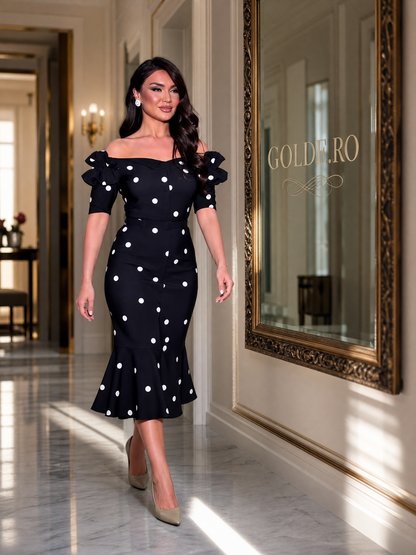 Rochie negru cu buline albe GOLDÉ - profil