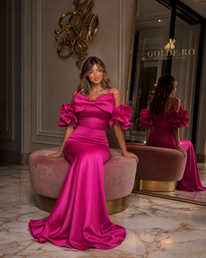 Rochie sirena fucsia GOLDE - asezata