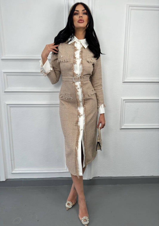 Fringe Tweed Dress